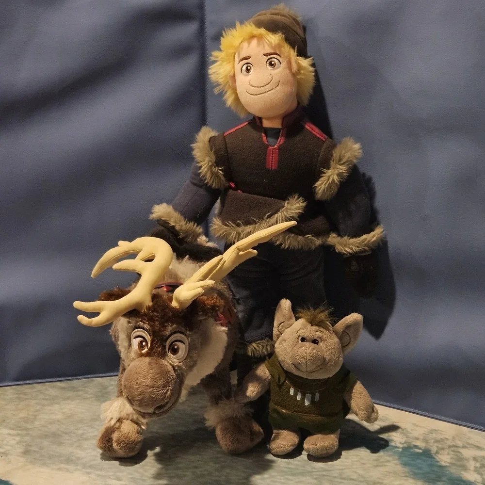 Disney Frozen Kristoff Sven Troll Plush Bundle 3 Pc Disney Store Just Play